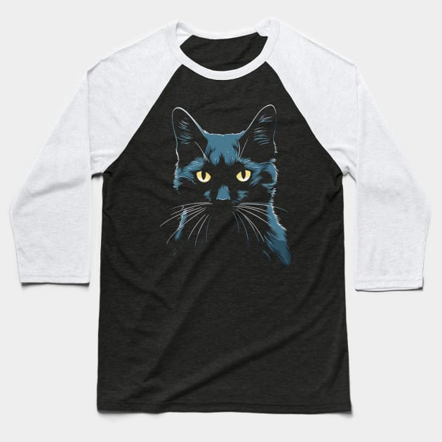 Kawaii Anime Cat Gifts Men Kids Women Black Cat Baseball T-Shirt by KsuAnn